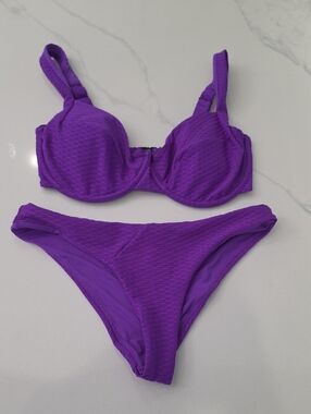 Vetchy Purple Textured Bikini Set